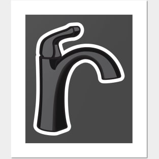 Steel Water Supply Faucets For Bathroom And Kitchen Sink Sticker vector illustration. Home interior objects icon concept. Kitchen faucet sticker design logo with shadow. Posters and Art